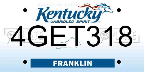 4GET318 Kentucky License Plate