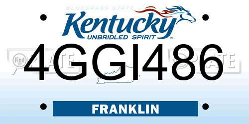 4GGI486 Kentucky License Plate