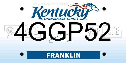 4GGP52 Kentucky License Plate