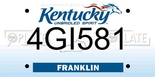 4GI581 Kentucky License Plate