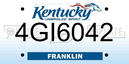 4GI6042 Kentucky License Plate