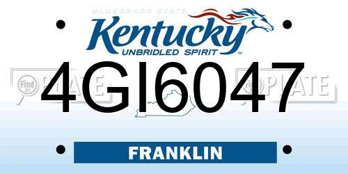 4GI6047 Kentucky License Plate