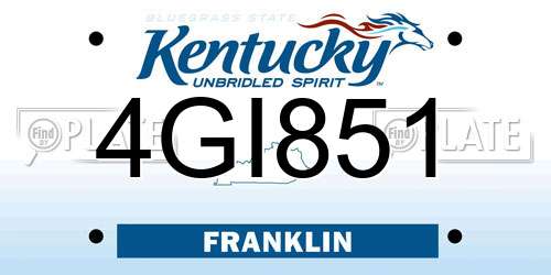 4GI851 Kentucky License Plate
