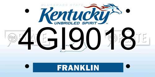 4GI9018 Kentucky License Plate