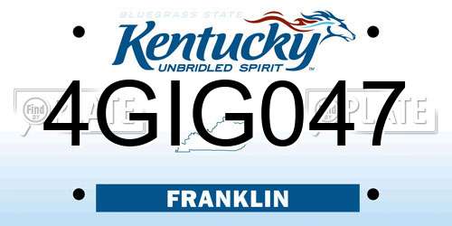 4GIG047 Kentucky License Plate