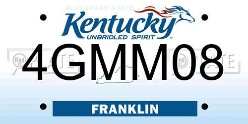 4GMM08 Kentucky License Plate