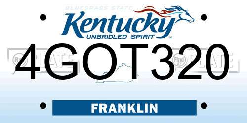 4GOT320 Kentucky License Plate