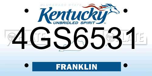 4GS6531 Kentucky License Plate