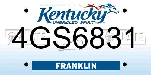 4GS6831 Kentucky License Plate