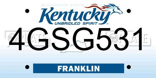 4GSG531 Kentucky License Plate