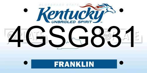4GSG831 Kentucky License Plate
