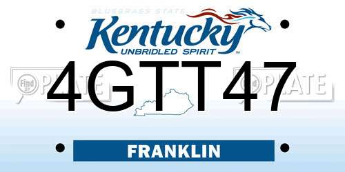 4GTT47 Kentucky License Plate