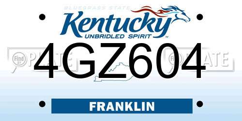 4GZ604 Kentucky License Plate