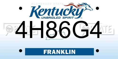 4H86G4 Kentucky License Plate