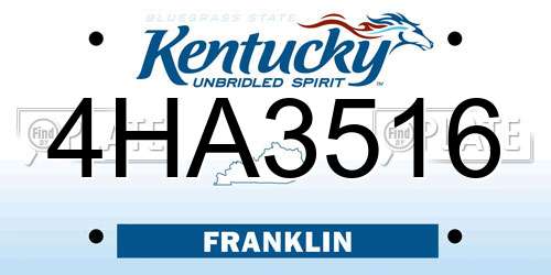 4HA3516 Kentucky License Plate