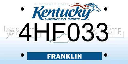4HF033 Kentucky License Plate