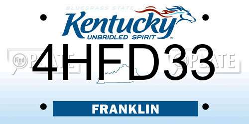 4HFD33 Kentucky License Plate