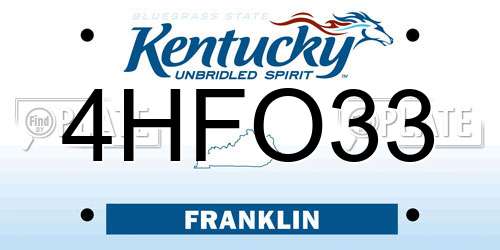 4HFO33 Kentucky License Plate