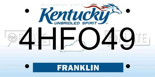 4HFO49 Kentucky License Plate
