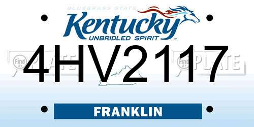 4HV2117 Kentucky License Plate
