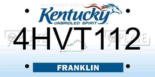 4HVT112 Kentucky License Plate