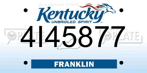 4I45877 Kentucky License Plate