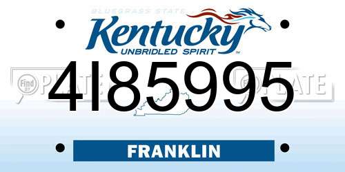 4I85995 Kentucky License Plate