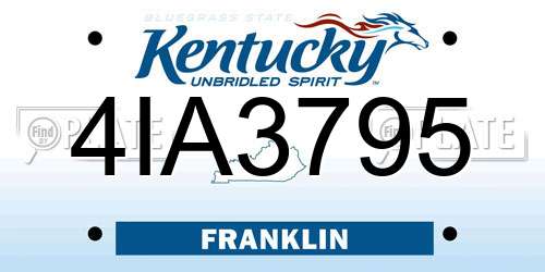 4IA3795 Kentucky License Plate