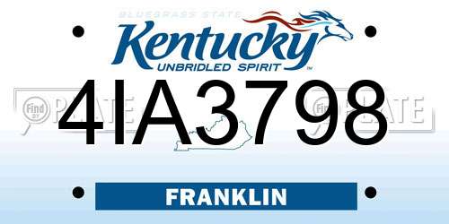 4IA3798 Kentucky License Plate