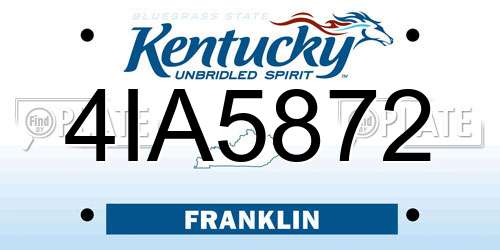4IA5872 Kentucky License Plate
