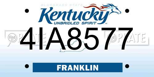 4IA8577 Kentucky License Plate