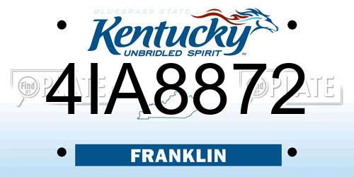 4IA8872 Kentucky License Plate