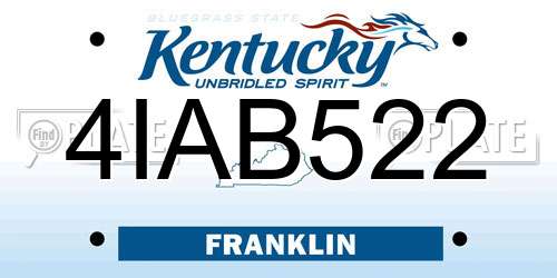 4IAB522 Kentucky License Plate