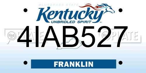 4IAB527 Kentucky License Plate