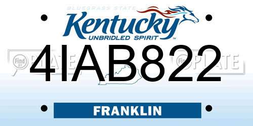 4IAB822 Kentucky License Plate