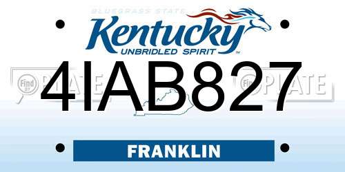 4IAB827 Kentucky License Plate