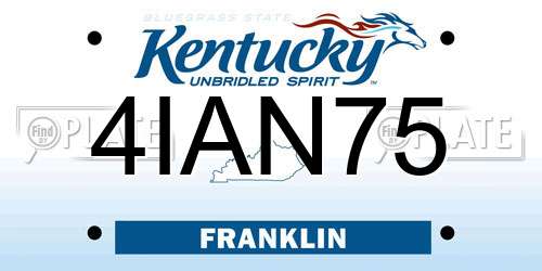 4IAN75 Kentucky License Plate