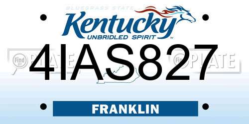 4IAS827 Kentucky License Plate