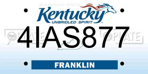 4IAS877 Kentucky License Plate