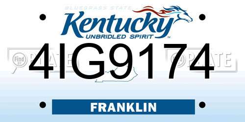 4IG9174 Kentucky License Plate