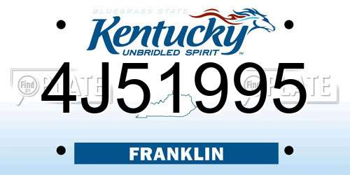 4J51995 Kentucky License Plate