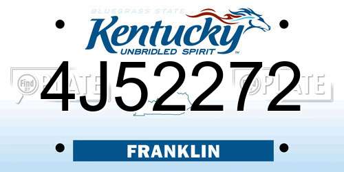 4J52272 Kentucky License Plate