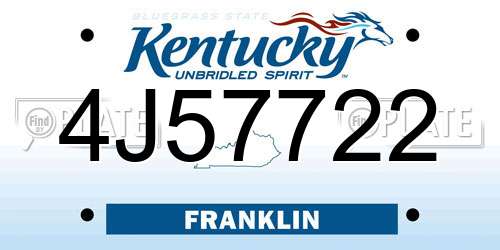 4J57722 Kentucky License Plate