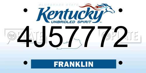 4J57772 Kentucky License Plate