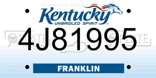 4J81995 Kentucky License Plate