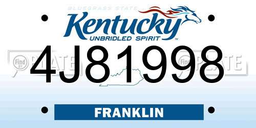 4J81998 Kentucky License Plate