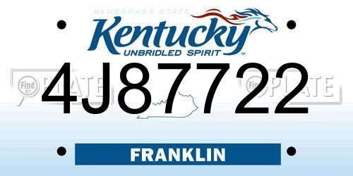 4J87722 Kentucky License Plate