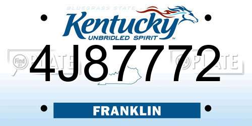 4J87772 Kentucky License Plate