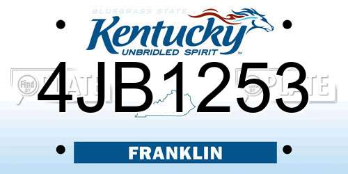 4JB1253 Kentucky License Plate