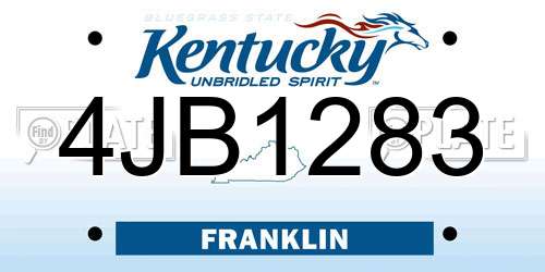 4JB1283 Kentucky License Plate